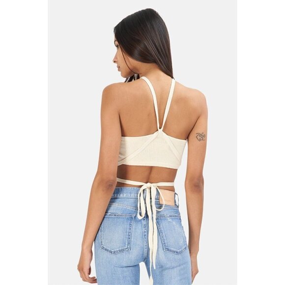 For Love & Lemons Jourdin Tie Crop Top Ivory Womens Size XL - Picture 11 of 12